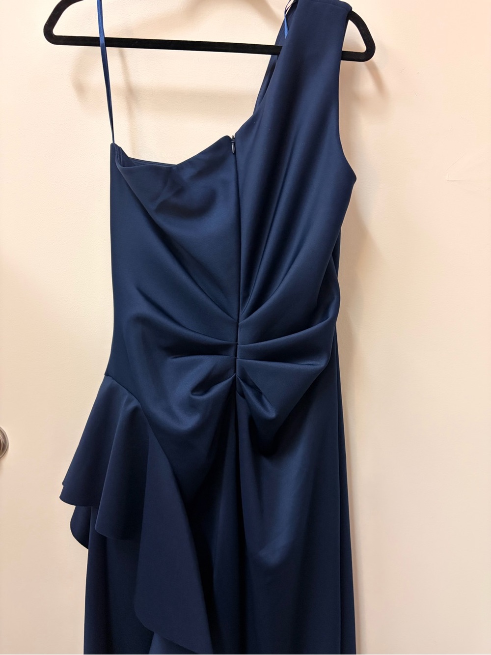 Xscape Navy One-Shoulder Ruffled Evening Gown - Picture 5 of 6